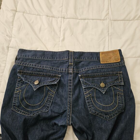 True Religion Billy Jeans Mens 42 Blue Relaxed Bootcut Cotton Y2K Made In USA - Picture 7 of 11